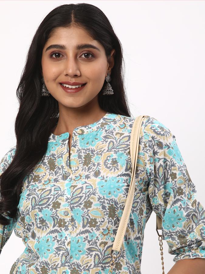 Women Rayon Regular Fit Mandarin Collar Printed Kurta