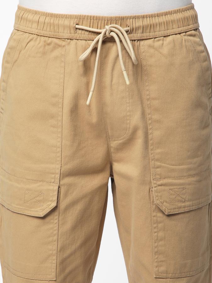 Men Cotton Regular Fit Flat Front Cargo Trousers