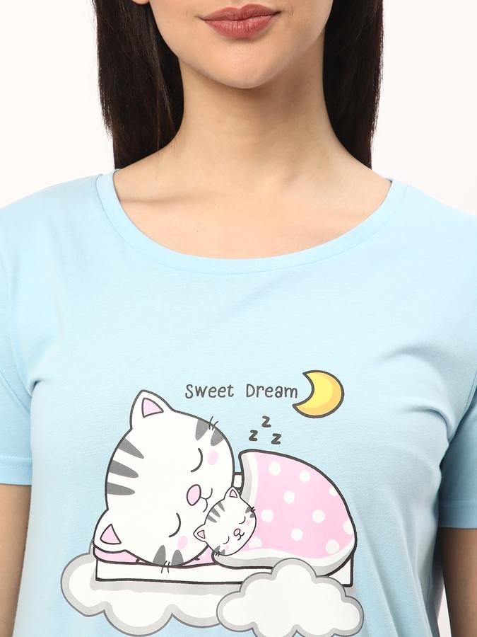 Women Printed Round-Neck Nightshirt image number 3