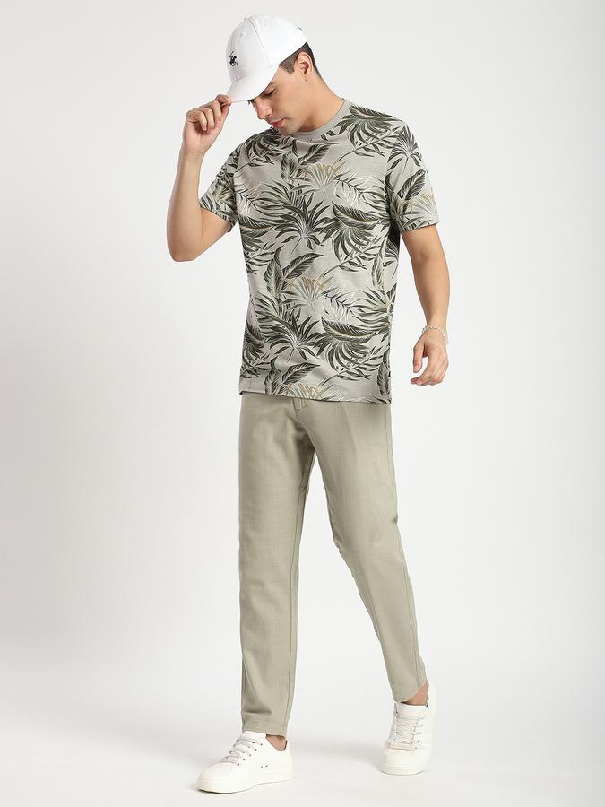 Men Cotton Blend Regular Fit Flat Front Solid Trousers