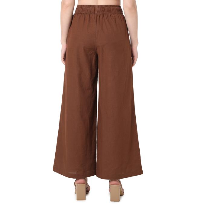 R&B Women Ivory Solid Wide-Leg Trousers