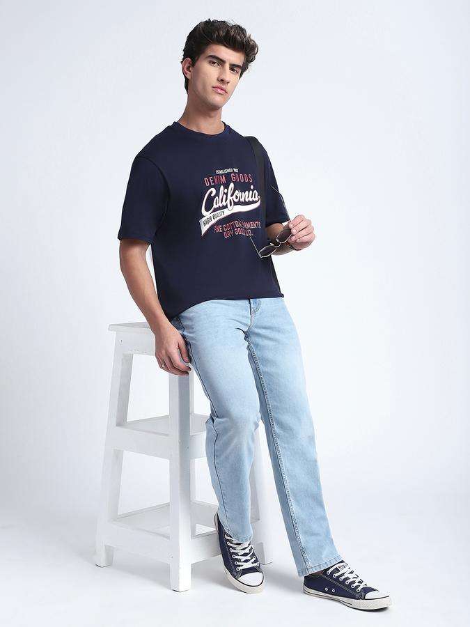 Men Cotton Relaxed Fit Crew Neck Graphic T-shirt