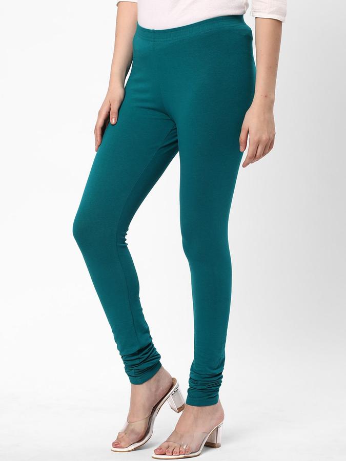 R&B Women Teal Solid Leggings