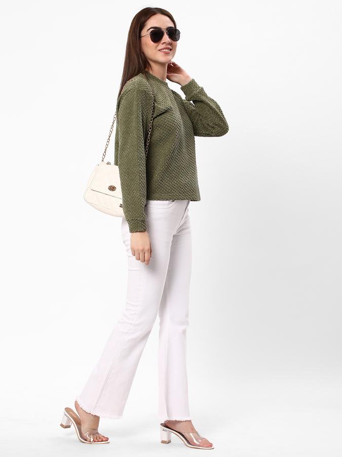 Women Polyester Regular Fit Round Neck Textured Sweater