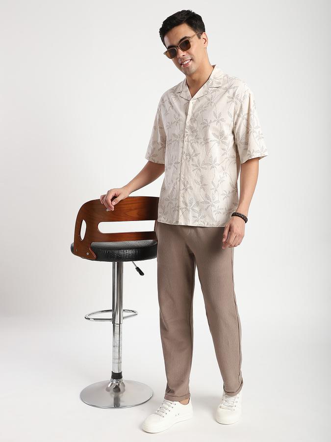 R&B Men's Beige Printed Shirt