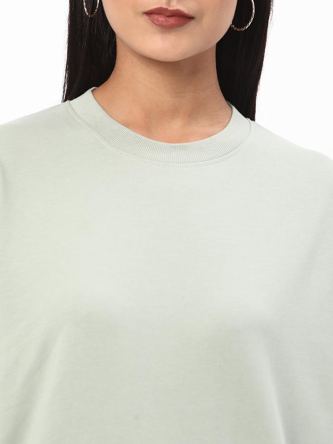 Women Cotton Regular Fit Round Neck Solid Sweatshirt