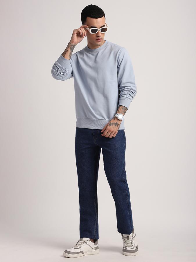 Men Cotton Blend Straight Fit Mid Rise Clean Look Jeans