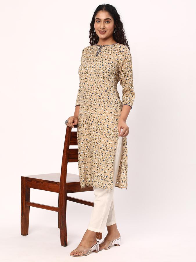 R&B Women's Printed Regular Straight Kurta 3-Q Sleeves image number 1