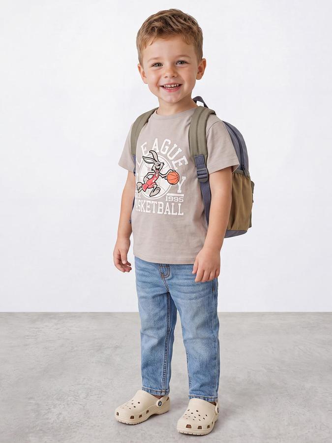 R&B Boys Grey Short Sleeve Round Neck Looney Tunes Bugs Bunny Print T-Shirt