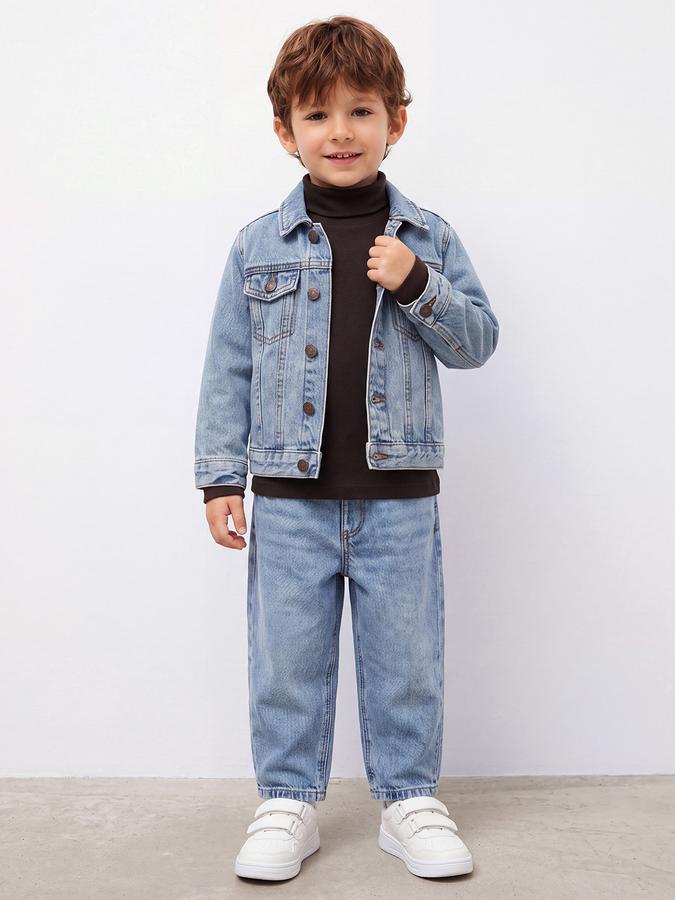R&B Boys Brown Solid High Neck Long Sleeves Pure Cotton T-shirt