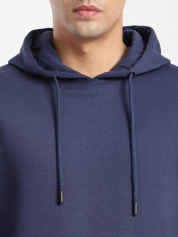 Men Fleece Regular Fit Hooded Solid Sweatshirt