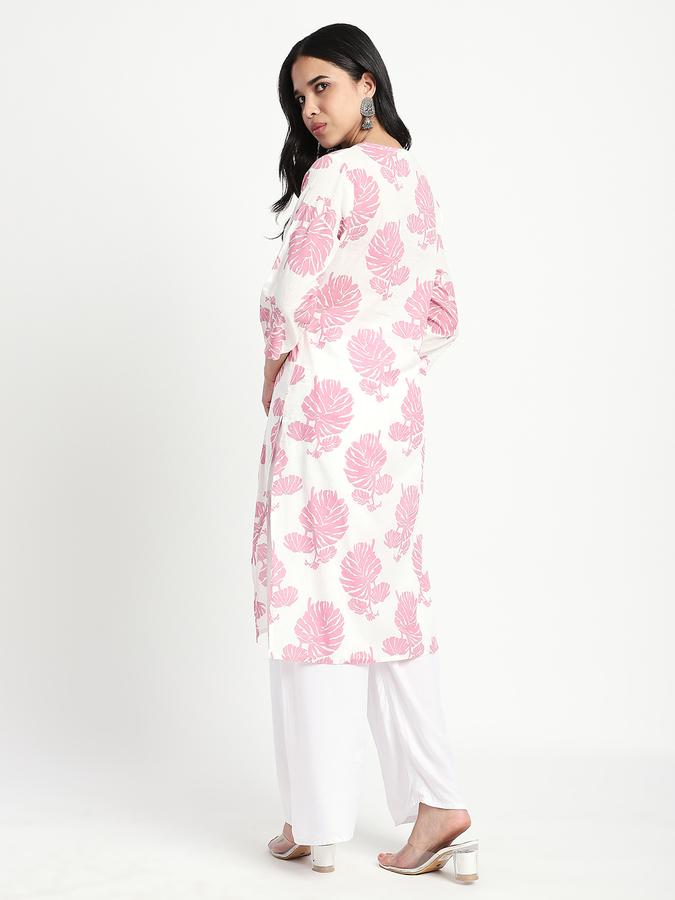 Women Cotton Regular Fit Round Neck Printed Kurta