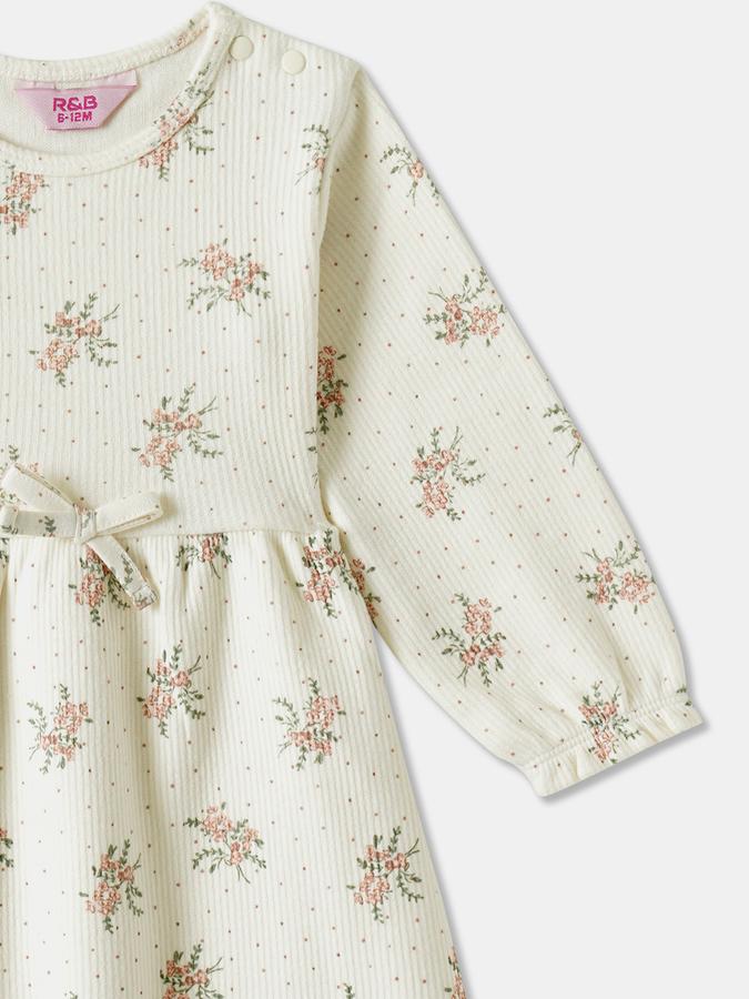 Girls Cotton Regular Fit Round Neck Printed Dress