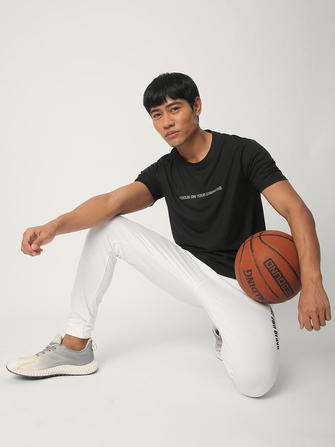 Men Polyester Regular Fit Crew Neck Typographic T-shirt