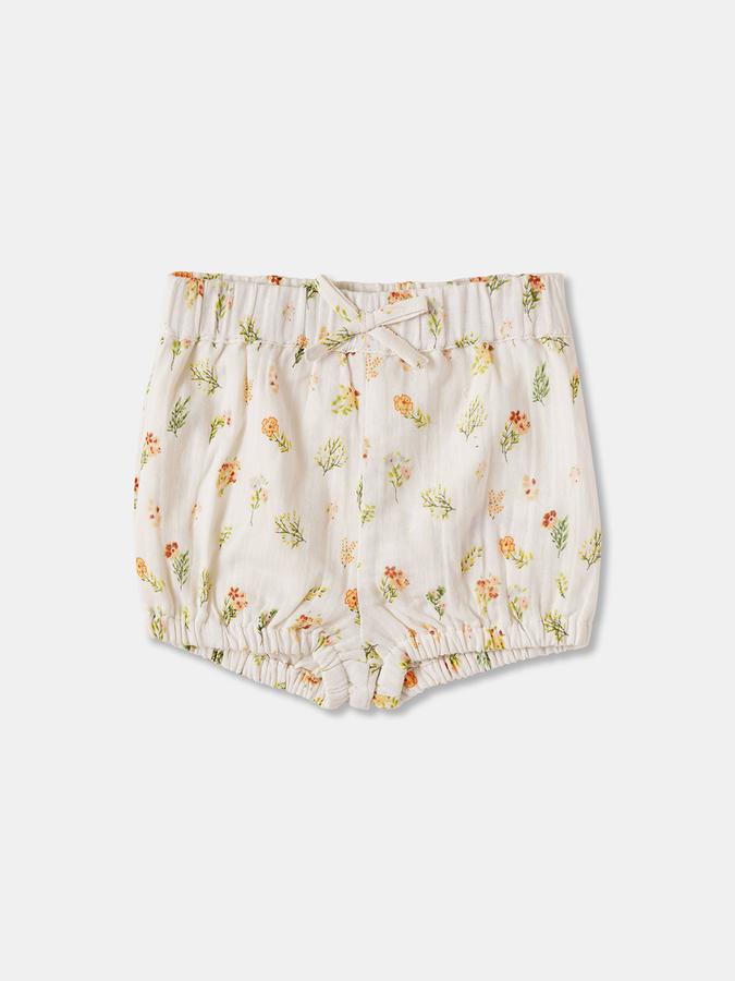 Girls Floral Puff Sleeve Top with Shorts Set