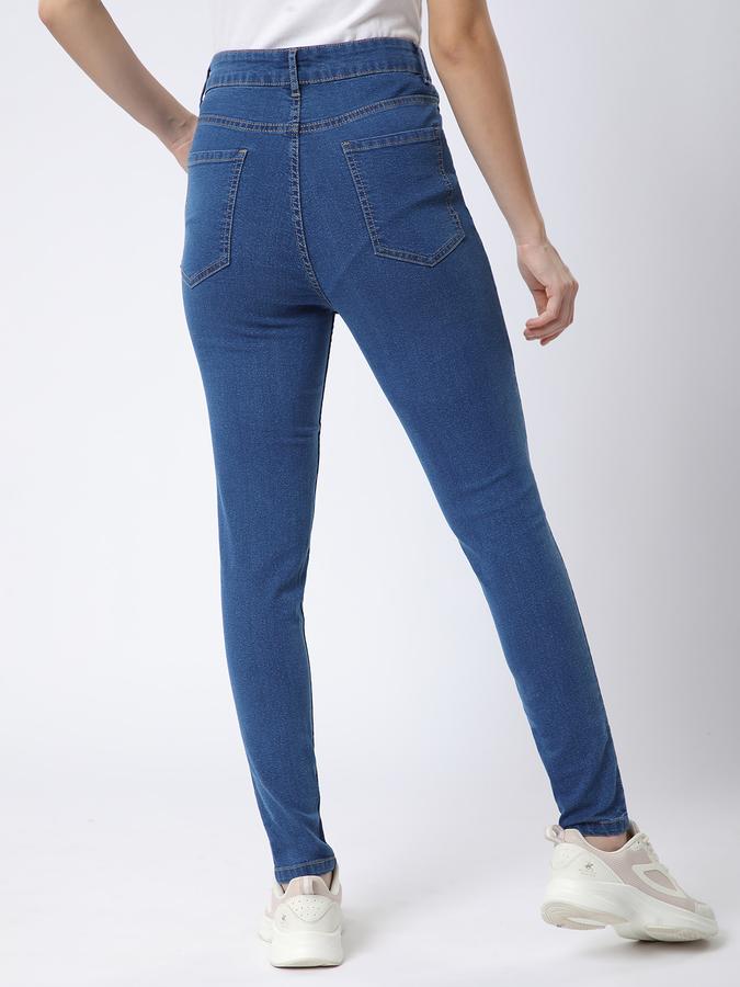 Women Cotton High Rise Button Closure Solid Jeggings