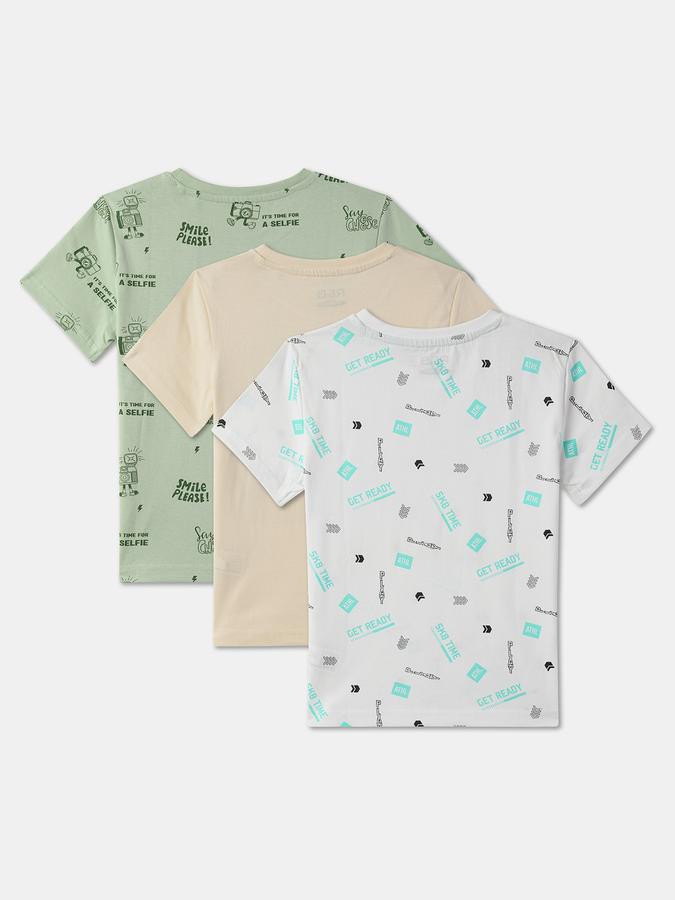 Pack of 3 Boys Printed Regular Fit Round-Neck T-Shirt image number 1