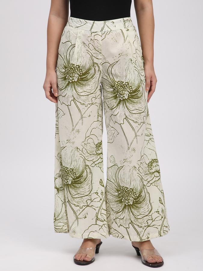 Women Cotton Palazzo Elasticated Waist Printed Trousers