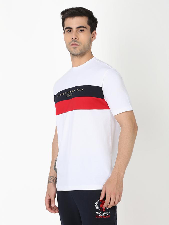 Men Colourblock Regular Fit Crew-Neck T-Shirt image number 1