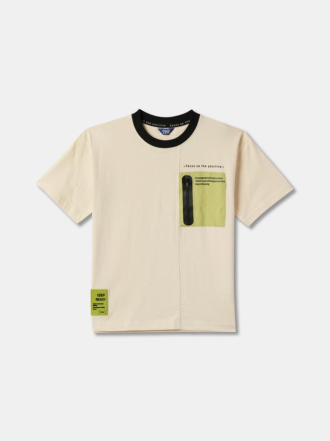 Boys Solid Crew Neck T-shirt with Trousers Fashion Set