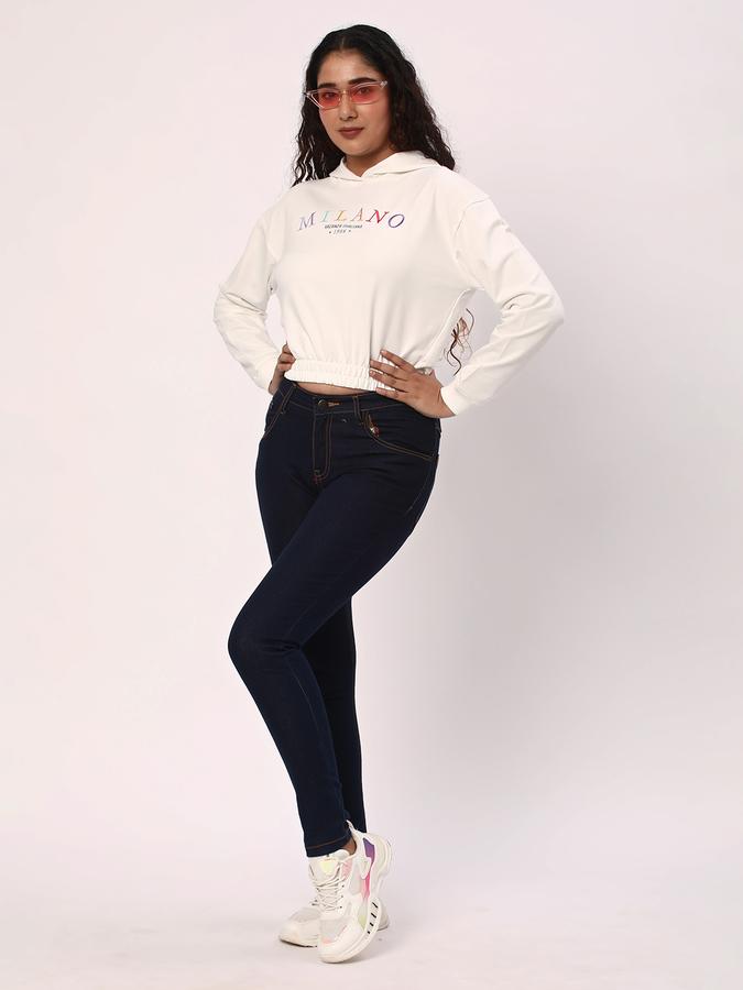Women Typographic Print Crop Hoodie image number 1