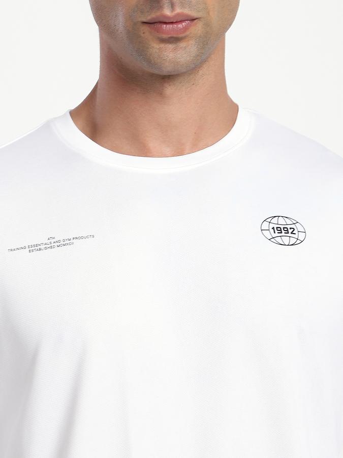 Men Polyester Regular Fit Crew Neck Typographic T-shirt