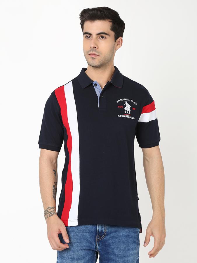 Men Colourblock Regular Fit Polo T-Shirt image number 0