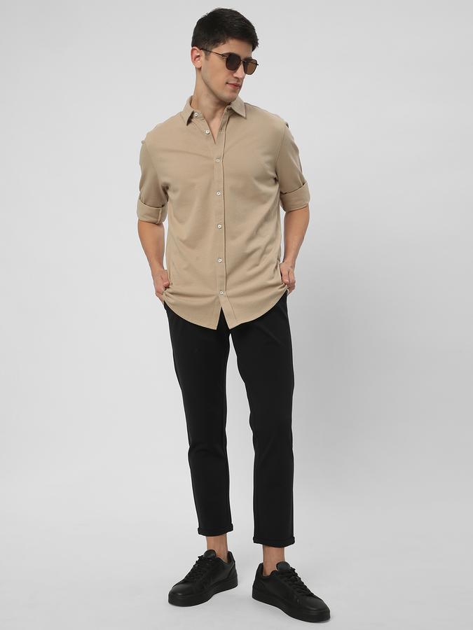 Men Rayon Slim Fit Flat Front Solid Trousers
