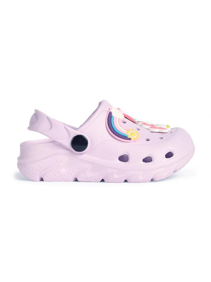R&B Lavender Embellished Slip On Girls Clogs