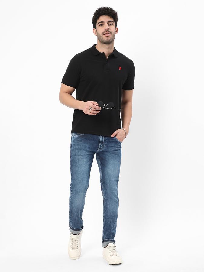 Men Cotton Regular Fit Polo Neck Solid T-shirt