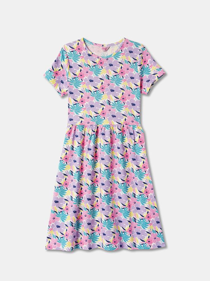 Girls Floral Print A-Line Dress image number 0