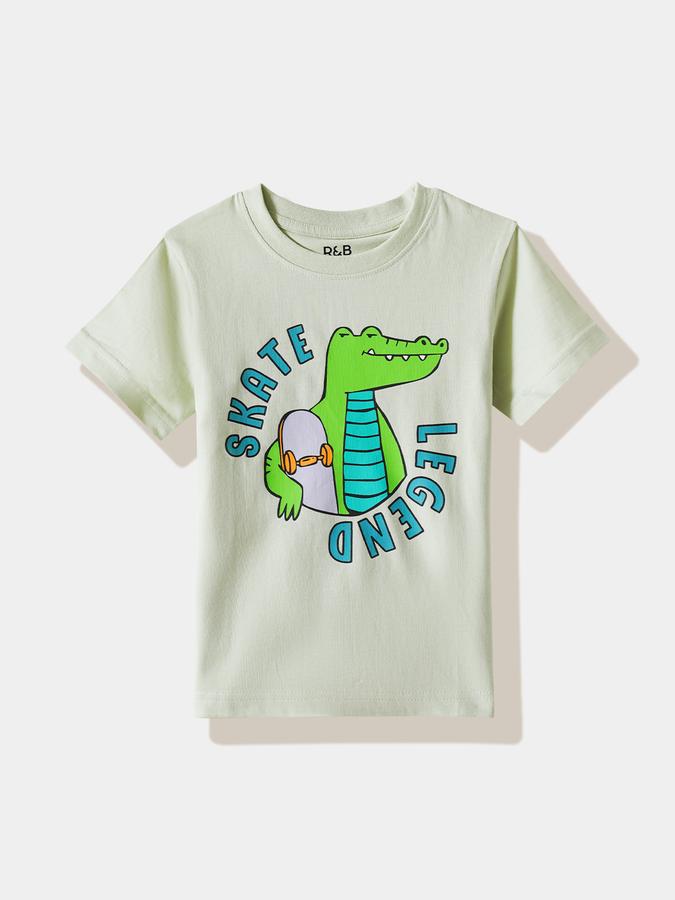 Boys Cotton Regular Fit Crew Neck Graphic T-shirt