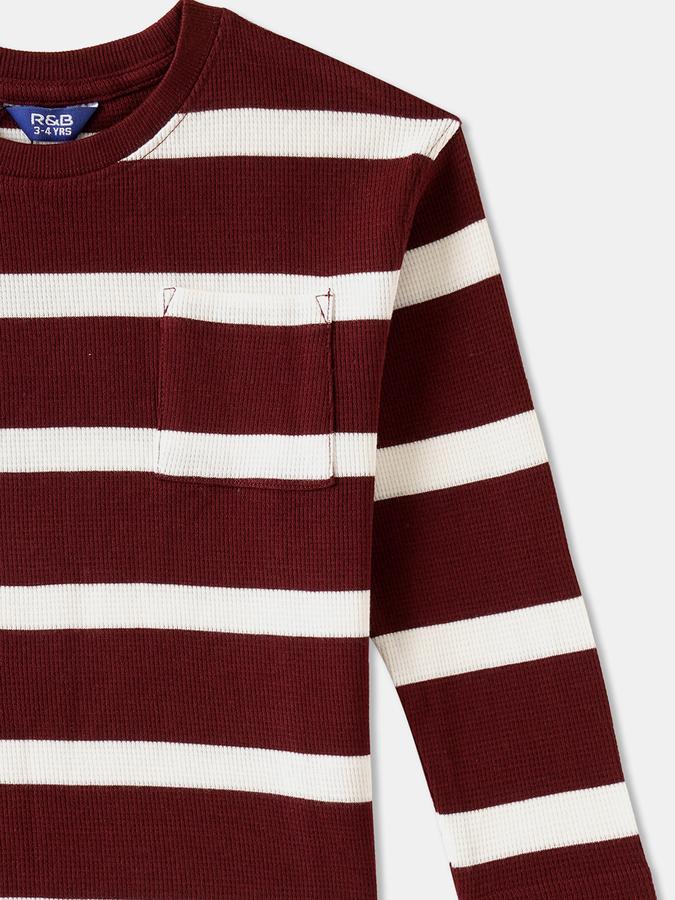 R&B Boys' Wine Striped T-Shirt