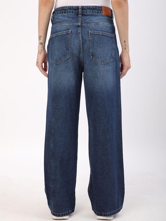 R&B Women Dark Blue Wide Leg High-Rise Jeans