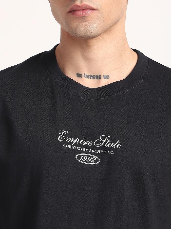 Men Cotton Relaxed Fit Crew Neck Graphic T-shirt