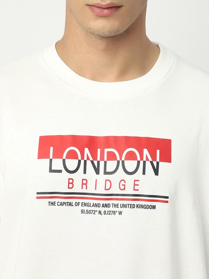 Men Cotton Blend Regular Fit Crew Neck Graphic Sweatshirt