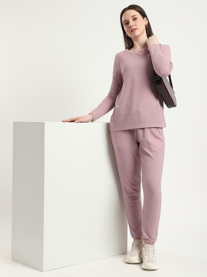 R&B Women Shell Pink Textured Joggers