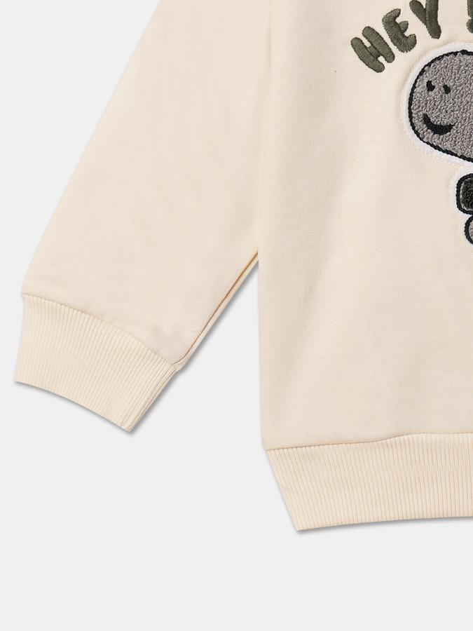 Boys Cotton Regular Fit Crew Neck Applique Sweatshirt