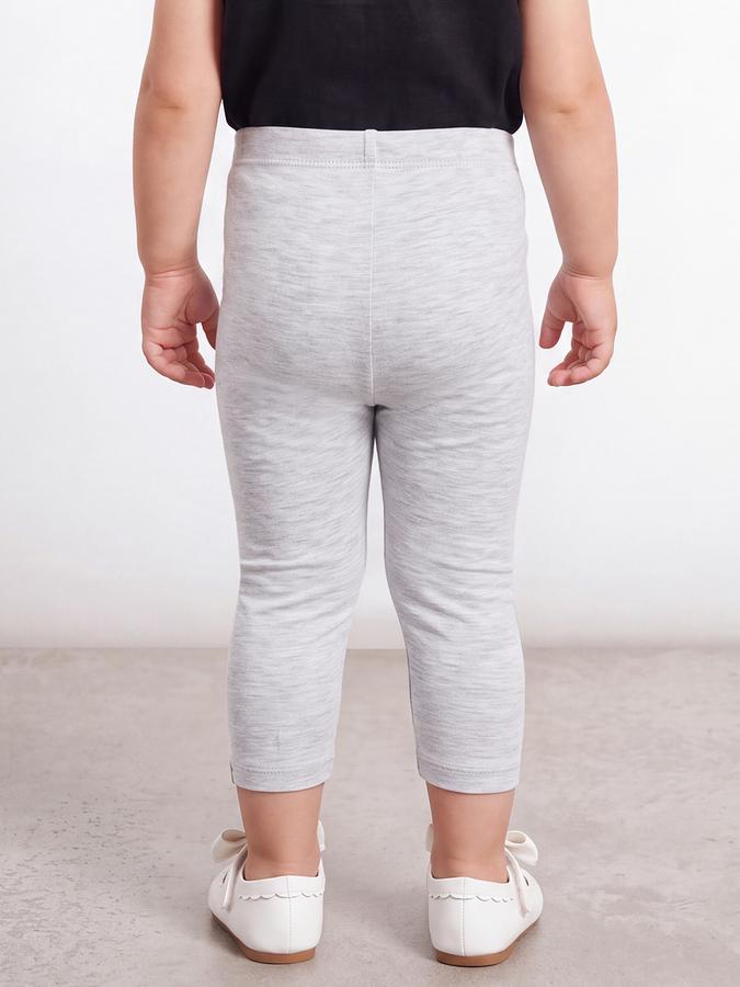 R&B Girls Grey Melange Solid Elasticated Waist Leggings