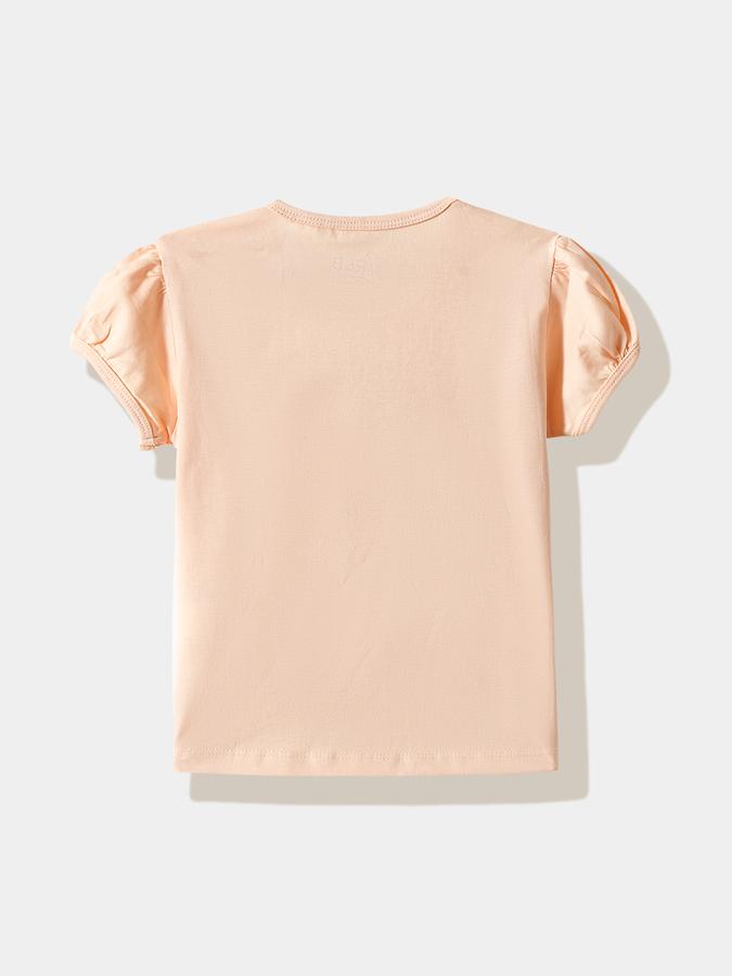 Girls Cotton Regular Fit Crew Neck Glitter T-shirt