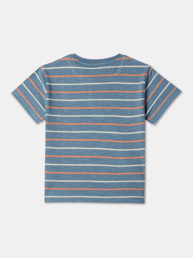 Boys Striped Regular Fit Round-Neck T-Shirt image number 1