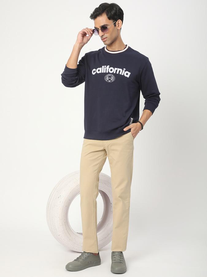 Men Cotton Blend Regular Fit Crew Neck Graphic Sweatshirt