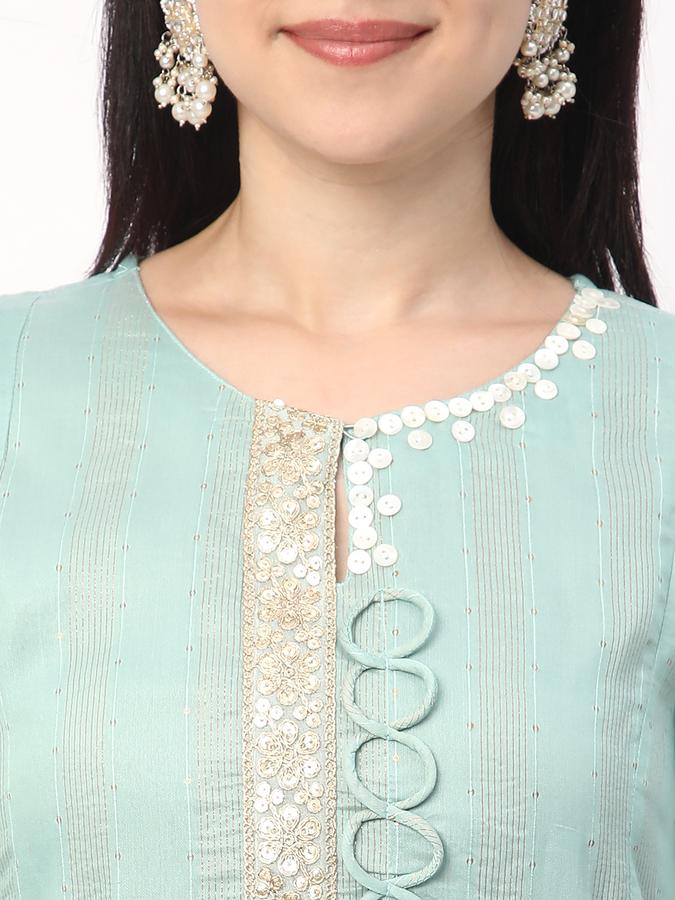 Women Chanderi Embroidered Tiered Ethnic Dress