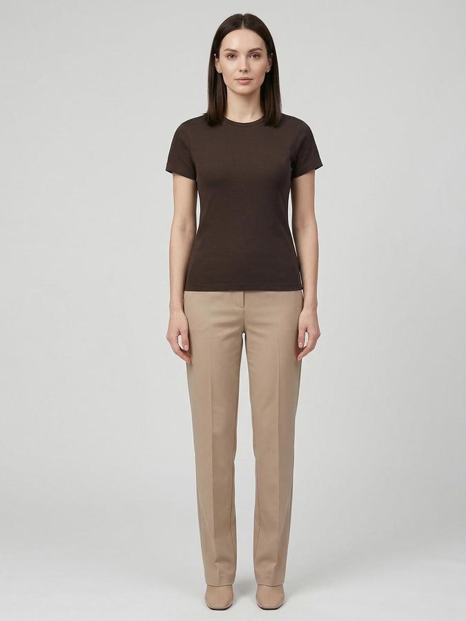 R&B Brown Solid Women Fitted Top 