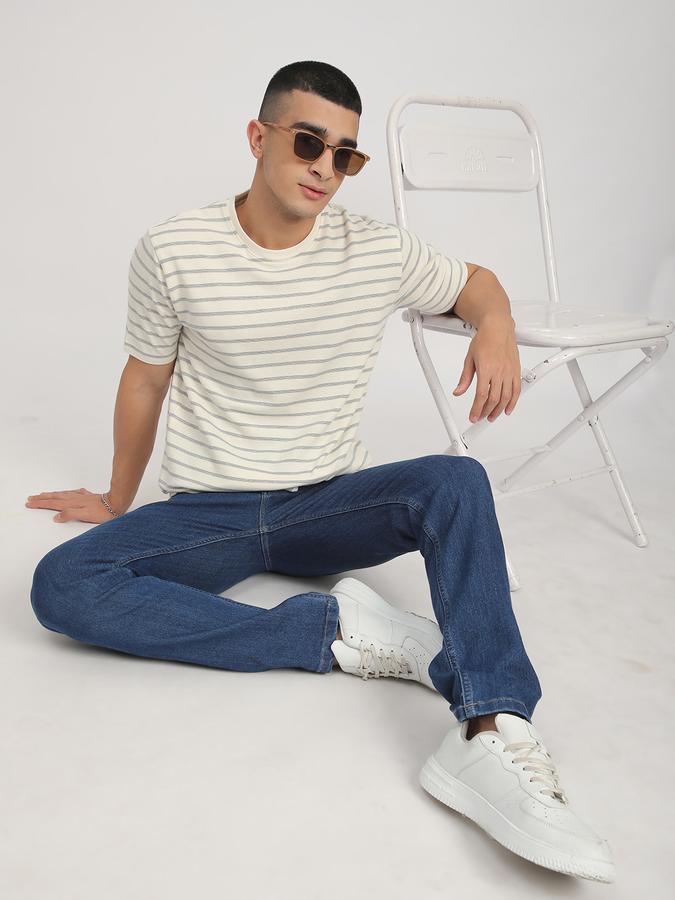 Men Polycotton Regular Fit Crew Neck Striped T-shirt
