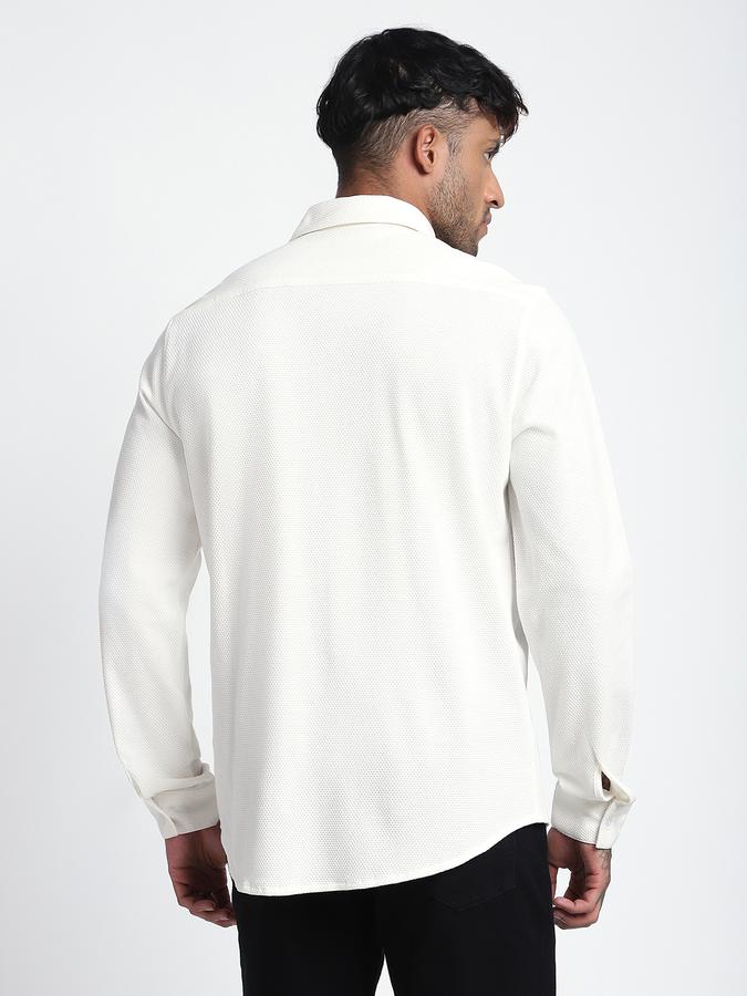 Men Cotton Regular Fit Point Collar Textured Shirt