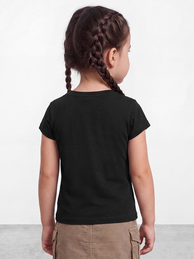 R&B Girls Black Geometric Printed  Short Sleeves Pure Cotton T-shirt