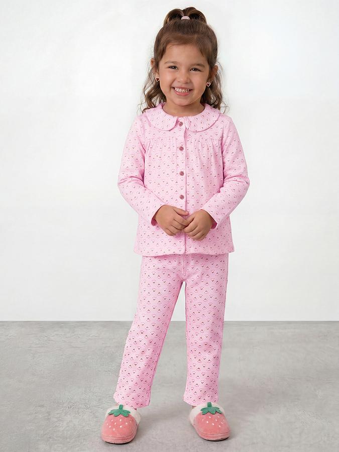 R&B Girls Pink Floral Print Long Sleeves Top &amp; Pyjamas Set