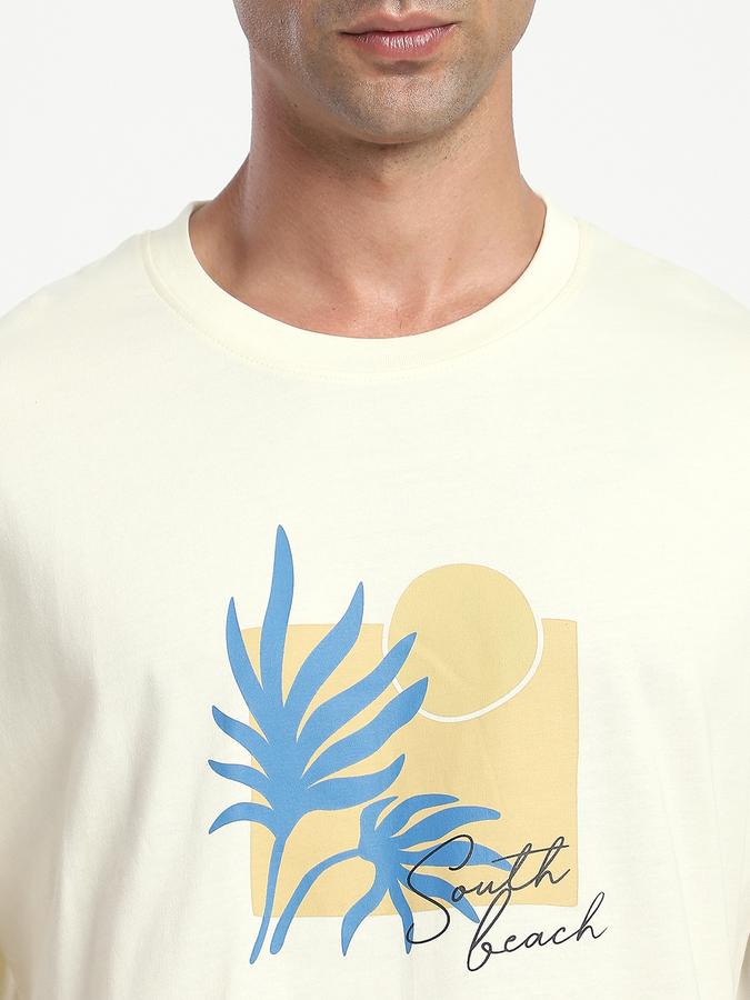 Men Cotton Relaxed Fit Crew Neck Graphic T-shirt