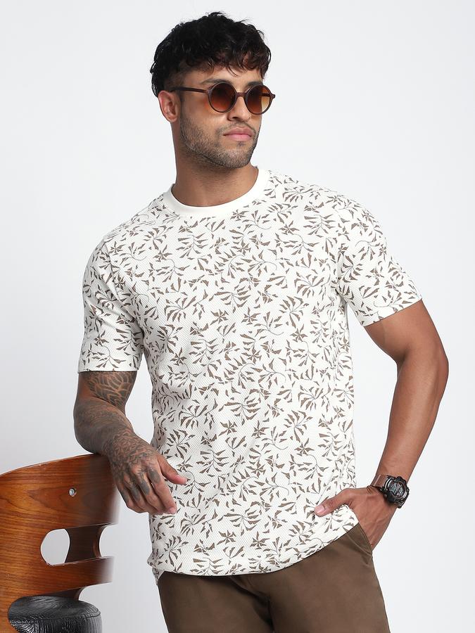 R&B Men's White Printed T-Shirt
